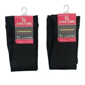 Juncture Knee High Compression Socks 2 Pairs 15-20 mmHg Womens Size 5-9 Black